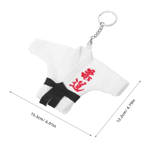 Porte-clés de tenue de judo bleu compact avec broderie dorée