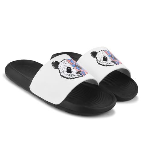 Image of PERY-PAO Sliders Mens White, Black, Grey, Sky blue Design Toxic, Spider, Dope, Panda Printed Flip Flop & Slippers