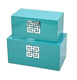 Galt International Large & Small Decorative Storage Box w/Hinged Lid - Classic Design Wood Decor Box