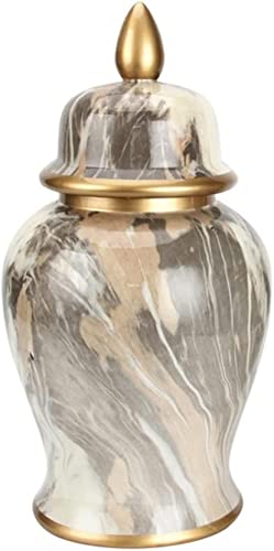 Cnpraz Modern Ceramic Ginger Jar With Lid, Large Porcelain Temple Jar, Gold Decoration Vase, Handmade Tall Decorative Jar For Home Wedding Table Centerpiece (Size : Large), Multi-Colored #TOP9