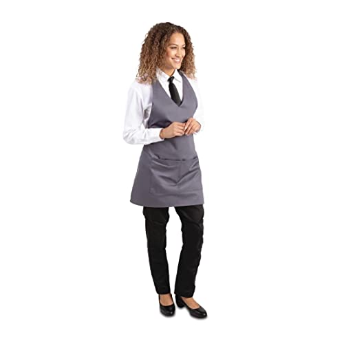 Whites Chefs Clothing B422 Latzschürze mit V-Ausschnitt, Grau