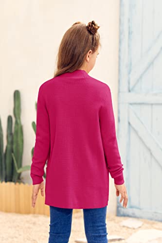 Image of Girls Cardigan Kids Open Front Oversized Sweater with Pockets | Casual Cardigans, Soft Knit, Long Sleeve, Uniform Cardigan for Girls, 7-14 Years