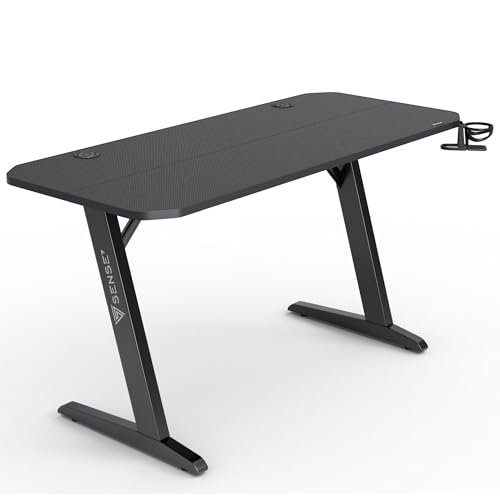Schreibtisch Nomad Basic, Gaming Tisch 140x60, PC Tisch mit Kopfhörerhaken, Getränkehalter, Controller Halter, Gaming Computertisch mit Kohlefaseroberfläche, Ergonomischer Gaming Desk – Bild 6