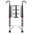 Fotrix Telescoping Ladder 12.5 FT with Hook, Extension Ladder,330lbs Max Capacity, One-Button Retraction, Collapsible & Portable with Non-Slip Feet for Home, RV, Loft