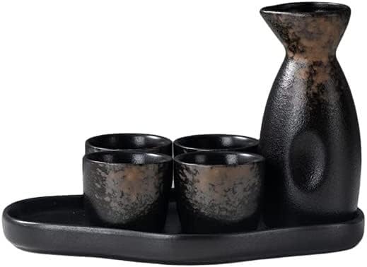 Sake Cup Set,Gift for Beer Cup,Traditional Sake Set, Ceramic Sake Set,Traditional Porcelain Japanese Pottery Hot Saki Drink, 6Pcs Include 1 Sake Bottle 1Tray 4 Cup,for FA