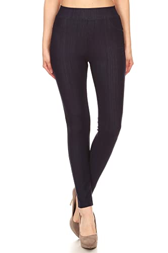 Image of Leggings Depot Women's Cotton Blend Stretch Pull-on Jeggings Casual Pants with Pockets (Available in Plus Size)