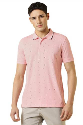 Image of Allen Solly Men's Polo T-Shirt | Polycotton Blend | Color-Block Print | Regular Fit | Smart Casual Wear