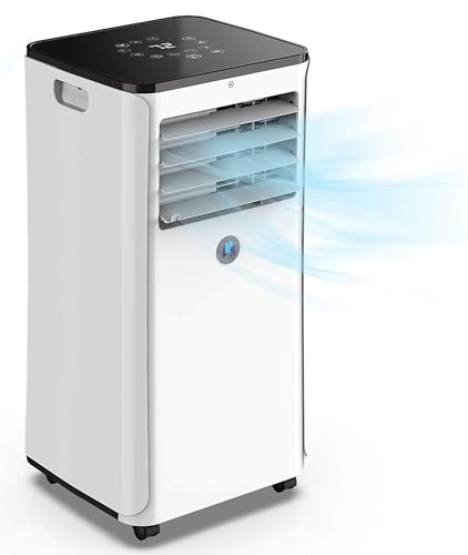 JHS A016B1-06KR 6,100 BTU Air Conditioner with Dehumidifier and Fan, 115V, Portable AC for Rooms Sq.Ft with Remote Control, LED Display, 24H Timer, and Wheels, White, Up to 350 Sq. Ft