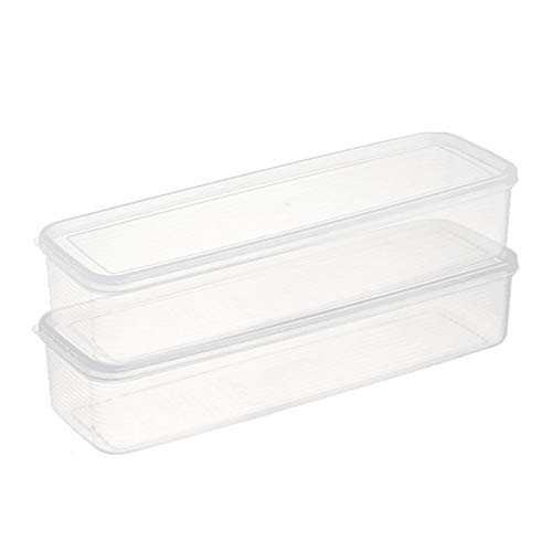 RAYNAG 2 Pack Plastic Spaghetti Noodle Containers, Rectangular Airtight Storage Container for Pantry Pasta Horizontal Storage Canister