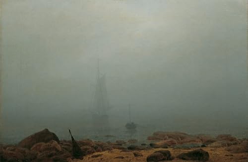 Plage de dans le brouillard poster pour une décoration de chambre apaisante 60x90cm