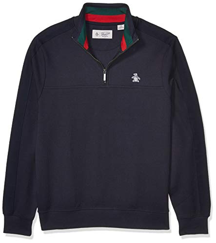 Original Penguin Men's Long Sleeve 3/4 Zip, Dark Sapphire, Medium