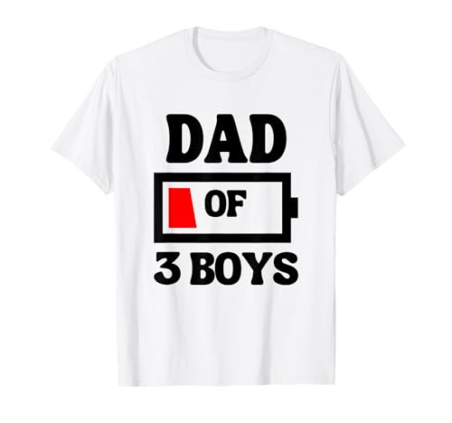 Divertida camiseta para el Día del Padre con tres niños con bajo consumo de batería para el Día del Padre Camiseta