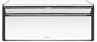 Brabantia Fall Front Bread Box - Brilliant Steel with Black Sides, 163463