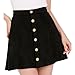 Price comparison product image Allegra K Women's Faux Suede Button Closure A-Line High Waisted Flared Mini Short Skirt Black M-12