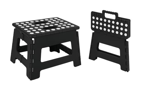 Marchepied pliable 22 cm - Robuste et pliable avec surfaces antidérapantes - Facile à transporter - Petit tabouret pliable - Idéal pour la salle de bain...