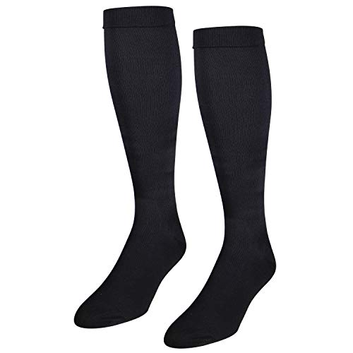 Image of NuVein Men's Compression Socks, 15-20 mmHg Support, Dress Trouser Style, Over Calf Knee High, Black, Small