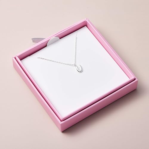 Collar de plata de ley con letra U antialérgico para pieles sensibles de niños 5