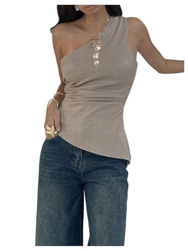 MakeMeChic Women's Off The Shoulder Asymmetrical Tops Going Out Dressy Shirt Tops