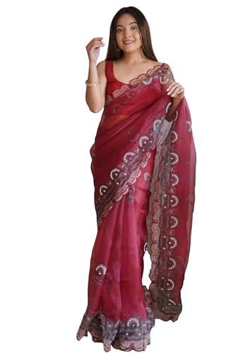 Sari indien en organza 10555 célébrez vos moments inoubliables
