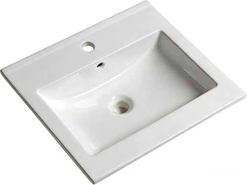NUESTRA VIDA Vasque à Encastrer 50 Lavabo Salle de Bain 51 x 45 x 16 cm en Céramique, Évier Lave-Mains pour Salle de Bain et Toilettes (Blanc)