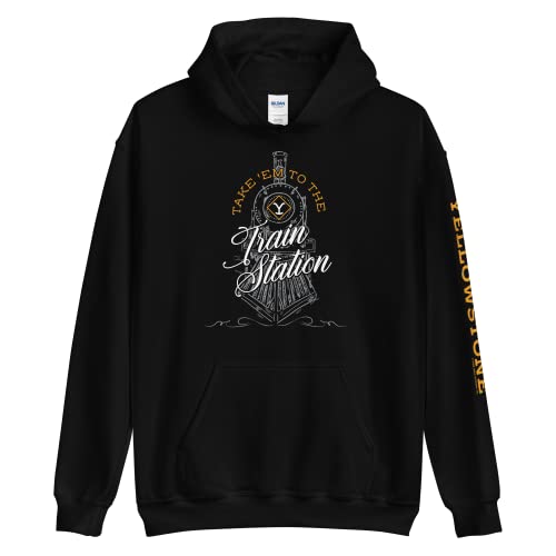PARAMOUNT NETWORK Yellowstone Take 'Em To The Train Station Hooded Sweatshirt - Officially Licensed - Black, 3X-Large