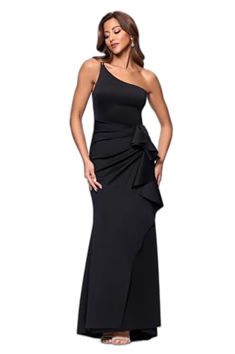 Image of Xscape Women's Long Lace Sequin Side Ruched Dress
