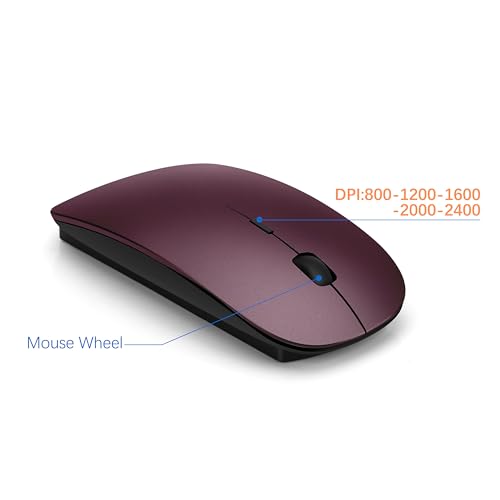 Image of Wireless Keyboard and Mouse Ultra Slim Combo, TopMate 2.4G Silent Compact USB 2400DPI Mouse and Scissor Switch Keyboard Set with Cover, Batteries Included, for PC /Laptop /Windows /Mac - Wine Black