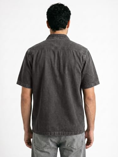 Image of Urbano Fashion Men's Oversized Fit Half Sleeve Washed Casual Denim Shirt