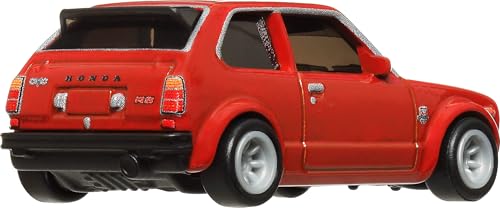 Hot Wheels Premium '73 Honda Civic Custom, Car Culture Series, Metal Diecast Model, Red, 4/5
