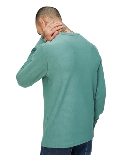 Image of LEOTUDE Men's Regular Fit Cottonblend Full Sleeve Textured Solid T-Shirt for Men (Color Grey)