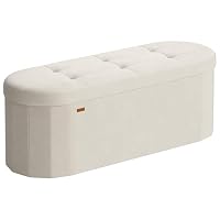 SONGMICS Banc de Rangement, Coffre, Repose-Pieds Pliable, Montage Facile, pour Salon, Entrée, Chambre, Tissu V
