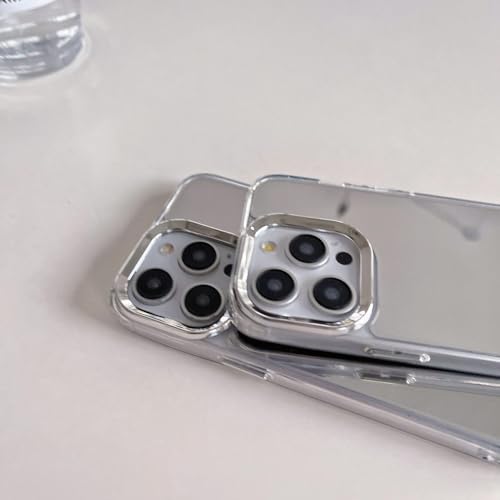Housse miroir iPhone 15 Pro argent reflets métalliques antichoc