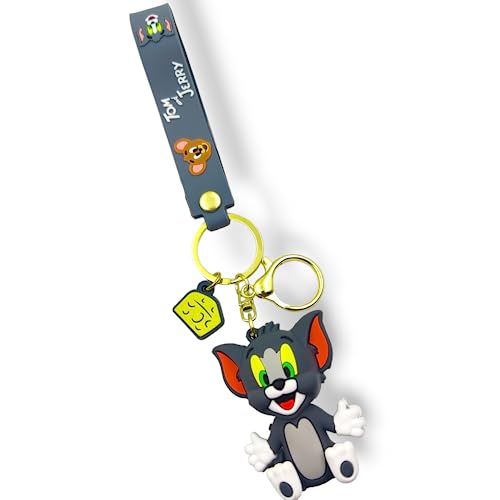 SAMVARDHAN Tom & Jerry Grey Double Sided Rubber Keychain Key Chain (Pack Of 1), Multicolor