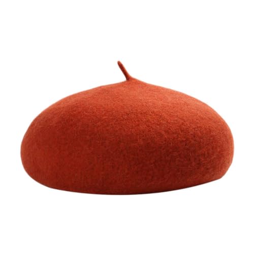 Gorro Tipo Boina de Mezcla de Lana para Mujer, Estilo clásico Retro francés, Gorro de Artista, cálido, Transpirable, de Color Liso, Holgado y Redondo, tamaño Ajustable.