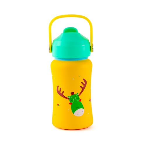 Image of rabitat Steel Play 3.0 Water Bottle for School Kids 450ml, 1+1 Year Brand Warranty | Steel Water Bottle | Steel Bottles | BPA-Free Leak-Proof, Flip-Lock Sipper, EasyCarry Handle Coolest Kid Ever