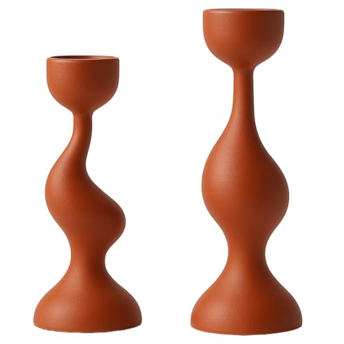 Smtyle Modern Orange Tapered Candlestick Holders...