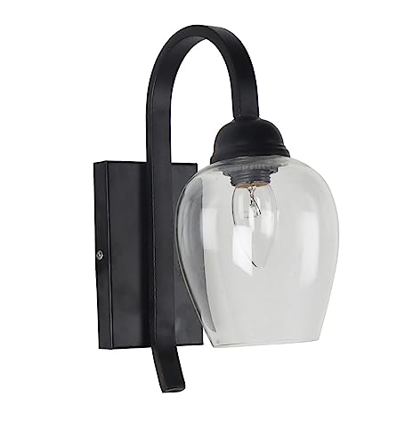 Image of SINOMAN Black Style Wall Light Fixture Wall Sconce with Clear Glass Shade, Elegant Lighting for Entryways, Living Room, Staircases, Bedrooms and Home Decoration (Without Bulb)