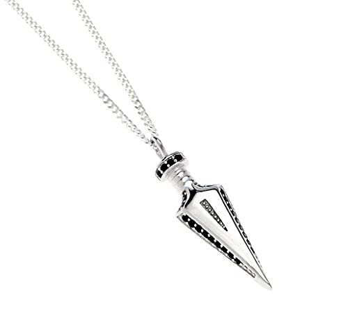 Spear Pendant Necklace For Men - Handmade Necklace Combined With A Spear Pendant And Black Cubic Zirconia - Stainless Steel Necklace For Men | 24" #TOP3