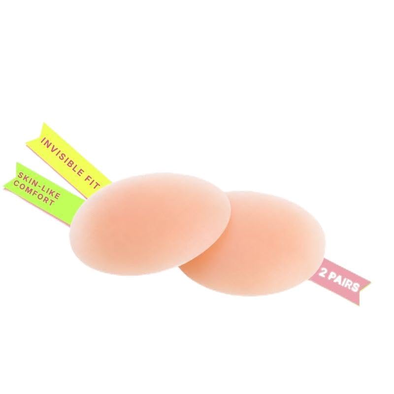 Women Adhesive-Free Silicone Nipple Covers - Reusable Non-Sticky Pasties for Sensitive Skin | Invisible Under Snug Outfits Beige-image-21