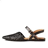 IBDPOSH Black Woven Slingback Flats for Women Fashionable Square Toe Criss Cross Straps Buckle Closure Comfortable Breathable Casual Elegant Pull-on Sandals Shoes Size 8.5