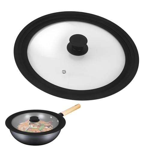 Tapa Universal,Tapa Sartén Universal con Borde Escalonado de Silicona Resistente al Calor para ollas, Adecuado para la mayoría de ollas y sartenes(Negra) (20-22-24cm)