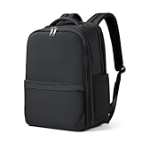 Hanke Expandable Travel Backpack 17 Inch, Full-Open Laptop Backpack Fits 15.6 Inch, Carry On Personal Item Bag with Luggage Strap, Business Work Backpack for Women Men, Black