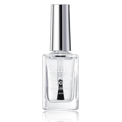 GELLEN Clear Top Coat Nail Polish Quick Air Dry Shine No Wipe Top Coat Regular Nail Polish, HEMA...
