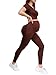 Maternity Yoga Clothes 2-Piece Pregnancy Workout Outfit with High Waisted Yoga Pants Top Prenatal Pilates Activewear (Coffee, Large)