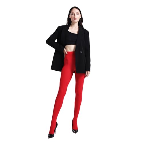 Image of MATHACINO Women's 80D Solid Color Soft Semi Opaque Pantyhose Colored Tights High Waist Womens Tights