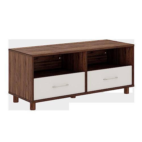 Image of Wakefit TV Unit | 1 Year Warranty | TV Stand Table, TV Unit for Living Room, TV Cabinet, Cabinet Engineered Wood with 2 Drawers & 2 Shelves (Allie, Columbian Walnut & Pumic Grey)