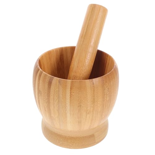 STOBAZA 1Set Wooden Garlic Crush Pot Kit Kitchen Tool for Crushing Garlic and Pills Elegant Design Natural Finish for Cooking and Medicine Preparation