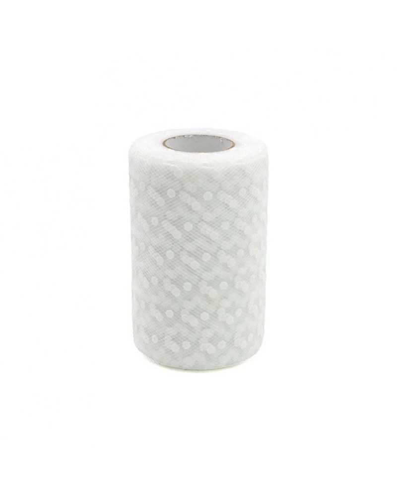 RGB Tulle Pois 12,5cm x 25m Bianco
