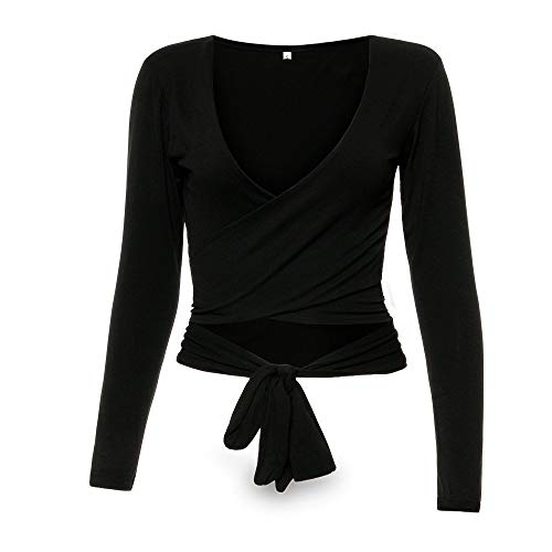 Image of Famulily Women's Sexy Deep V Neck Bandage Surplice Wrap Crop Top