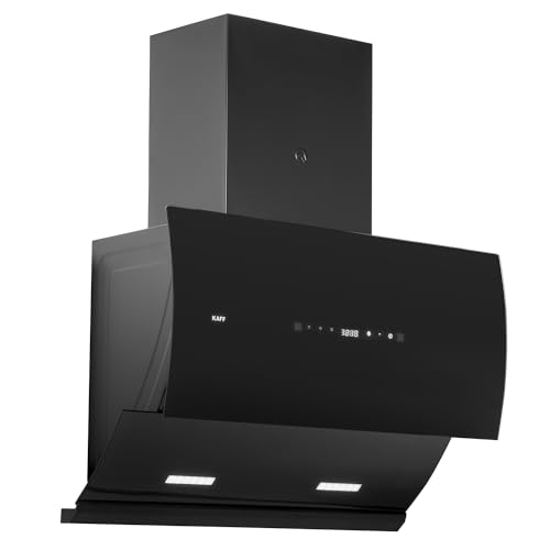 Image of KAFF LYRA DHC 75 Filter-less Auto Clean Slant Kitchen Chimney 75 CM with 1250 m3 /hr Suction Capacity, Touch with Motion Sensor Control, Motorized Vent Opening System and Digital Display (Black)